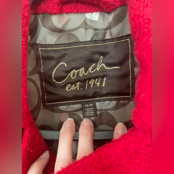 COACH vibrant red double breasted peacoat | XS - Picture 8 of 12